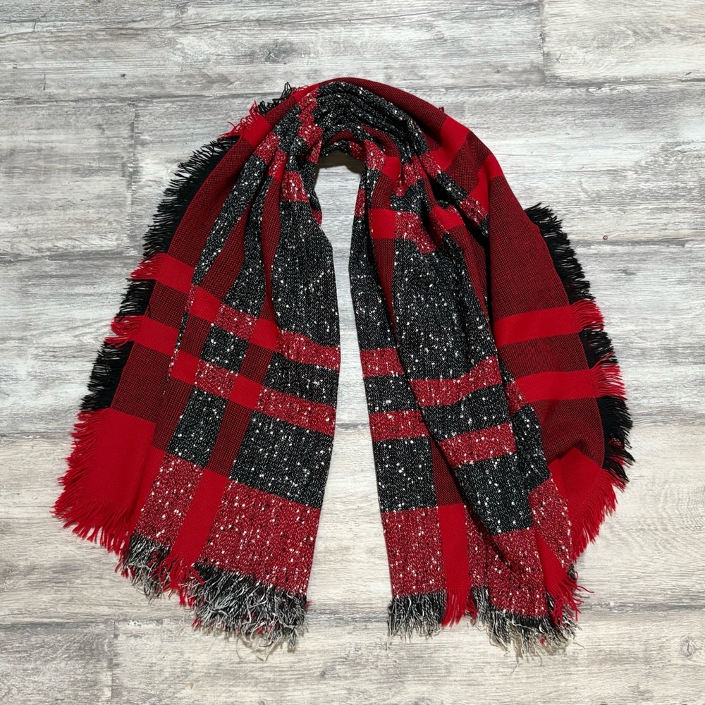 Red and Black Plaid Scarf